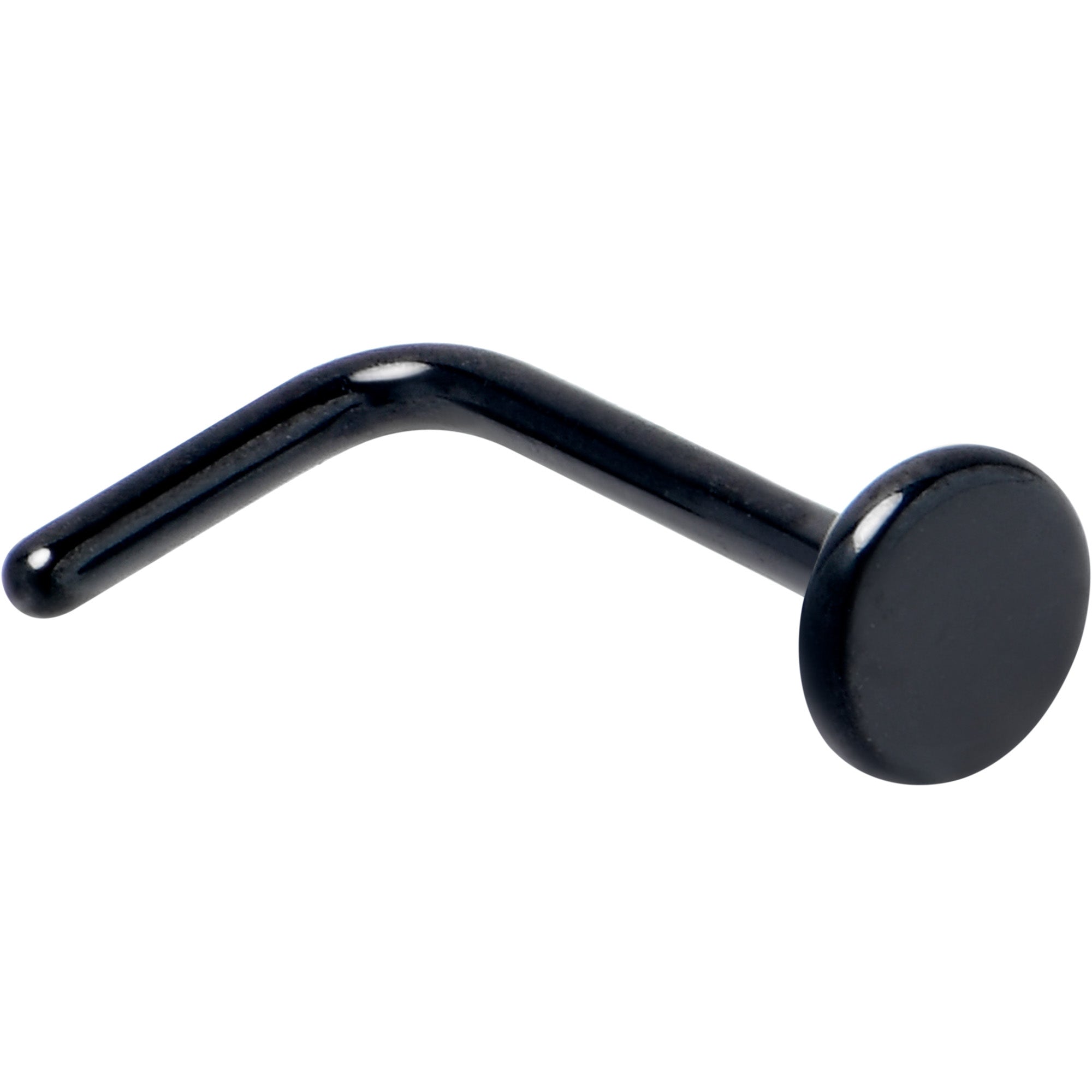 BodyCandy 20G 1/4 Black ASTM F-136 Implant Grade Titanium 3mm Disc End L Shape Nose Ring — main product shot