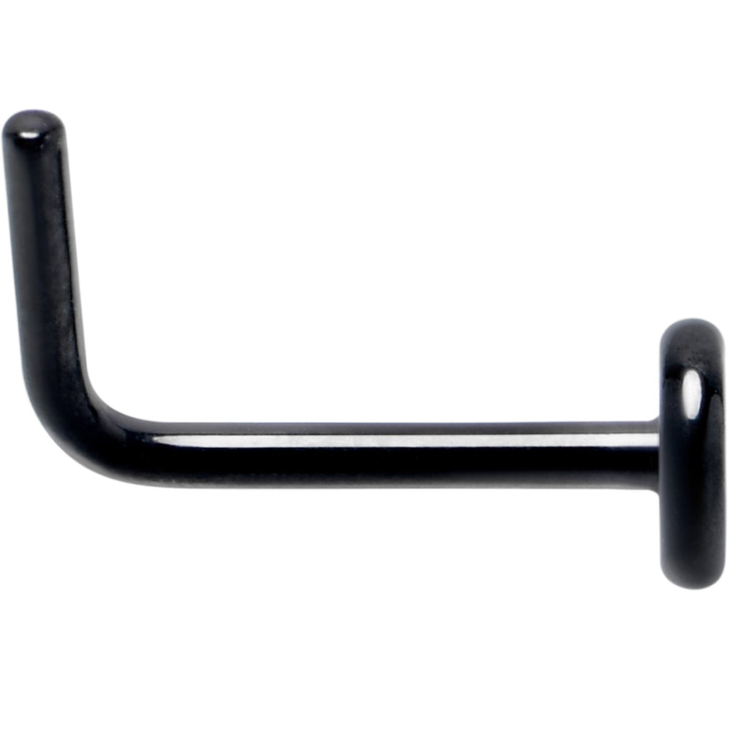 BodyCandy 20G 1/4 Black ASTM F-136 Implant Grade Titanium 3mm Disc End L Shape Nose Ring — detail close-up