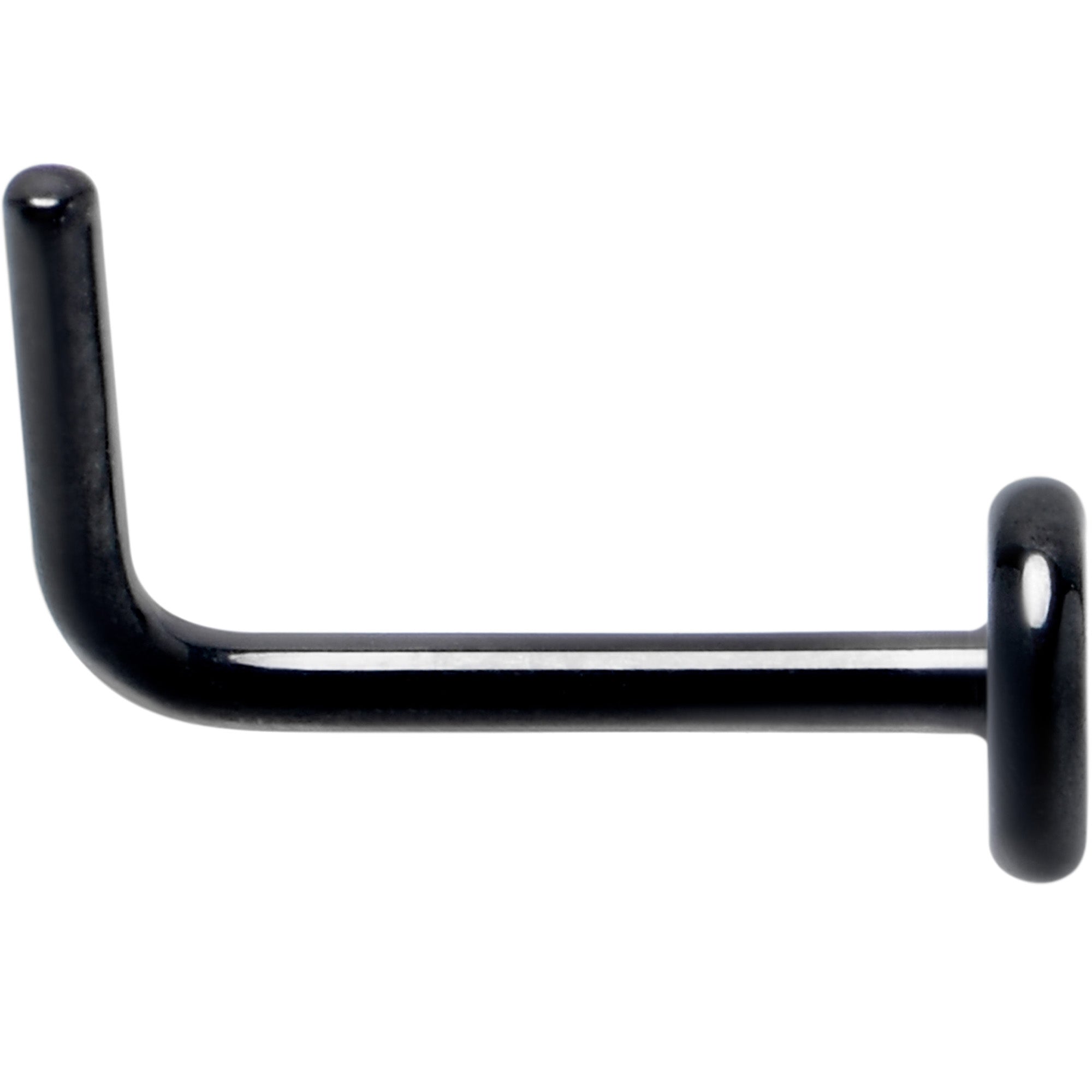 BodyCandy 20G 1/4 Black ASTM F-136 Implant Grade Titanium 3mm Disc End L Shape Nose Ring — detail close-up