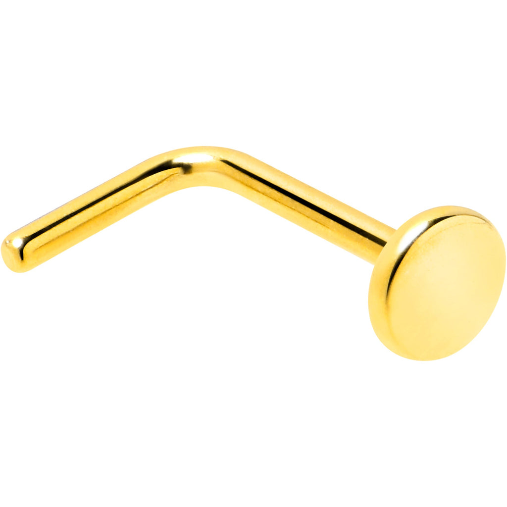 BodyCandy 20G 1/4 Gold Tone ASTM F-136 Implant Grade Titanium 3mm Disc L Shape Nose Ring — main product shot