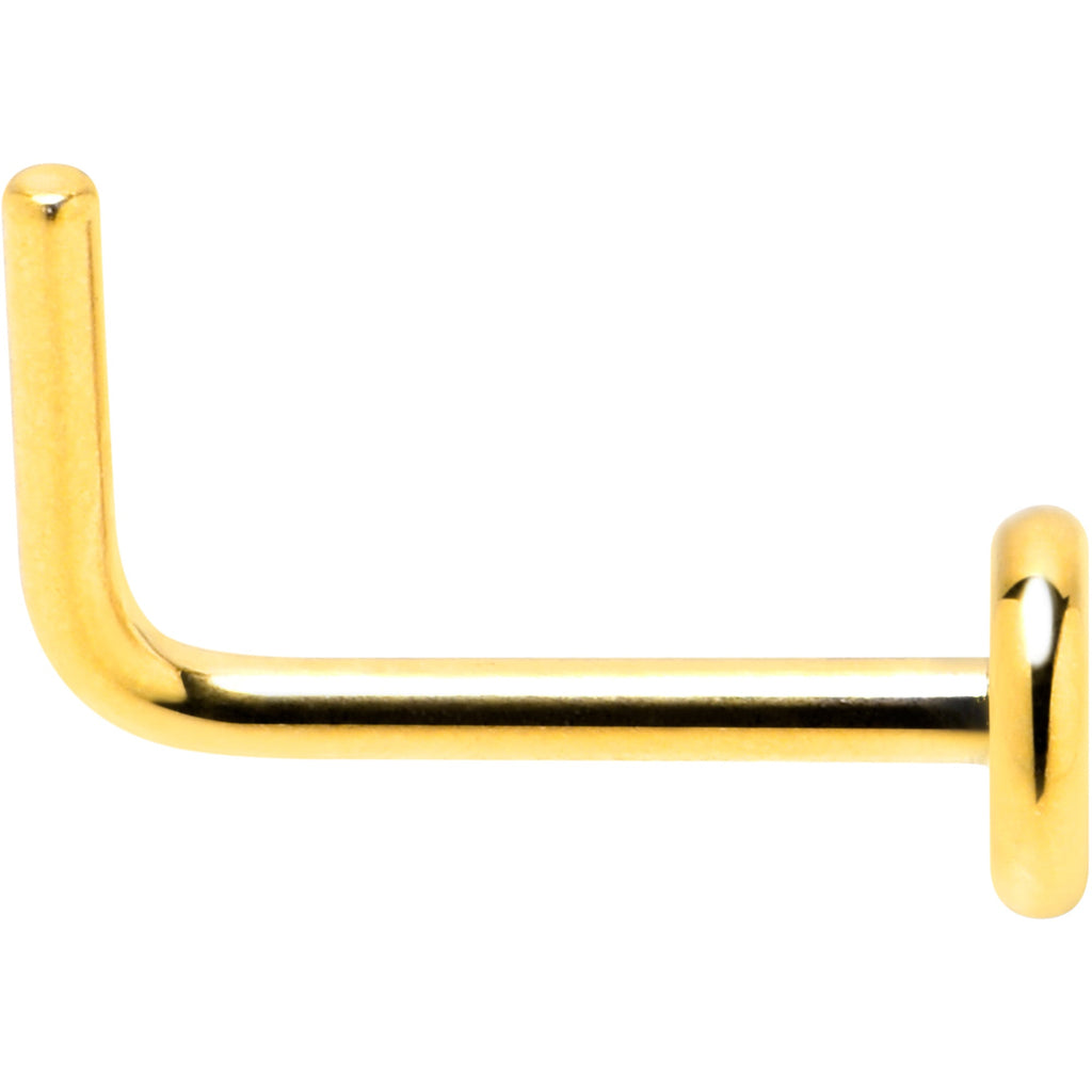BodyCandy 20G 1/4 Gold Tone ASTM F-136 Implant Grade Titanium 3mm Disc L Shape Nose Ring — detail close-up