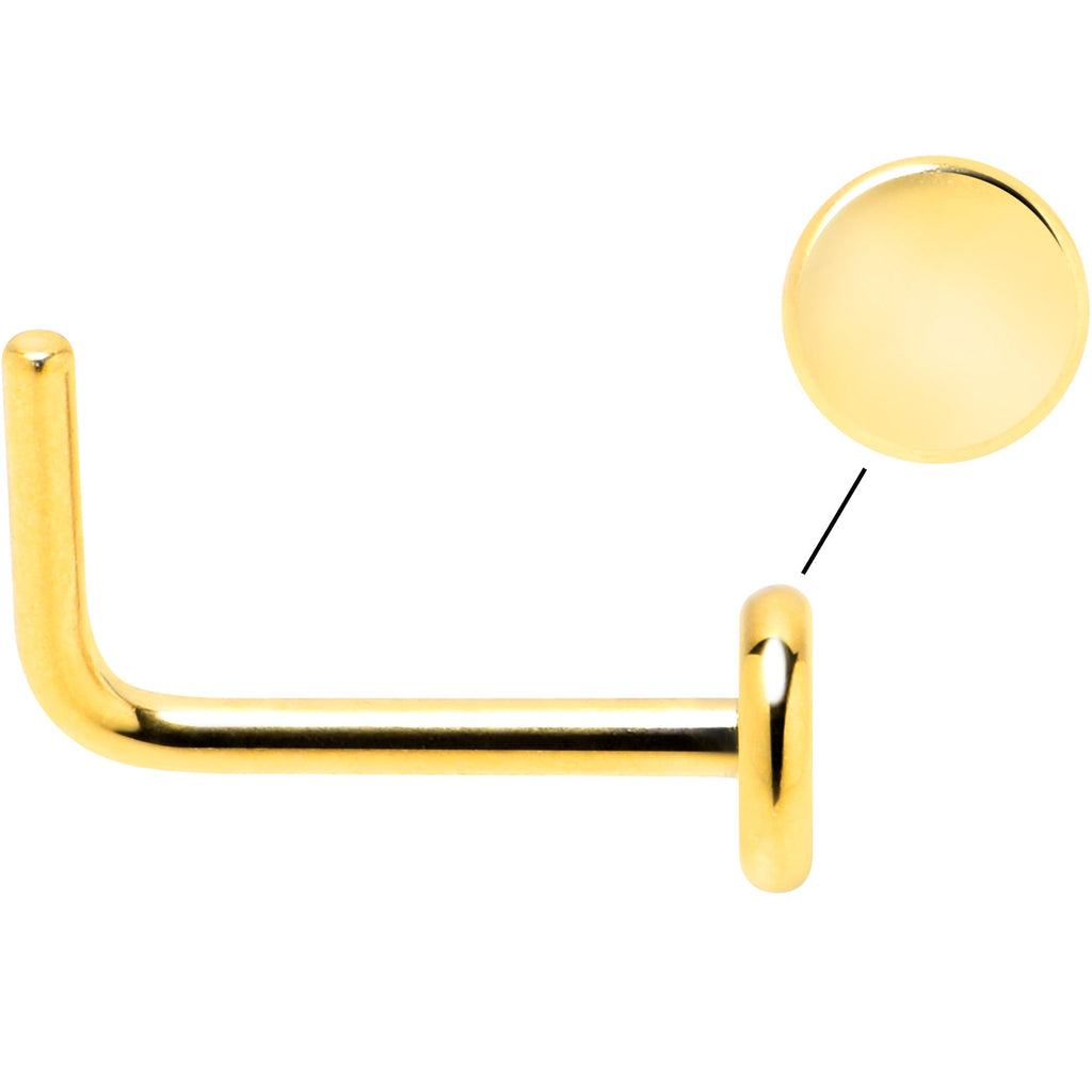 BodyCandy 20G 1/4 Gold Tone ASTM F-136 Implant Grade Titanium 3mm Disc L Shape Nose Ring — lifestyle context