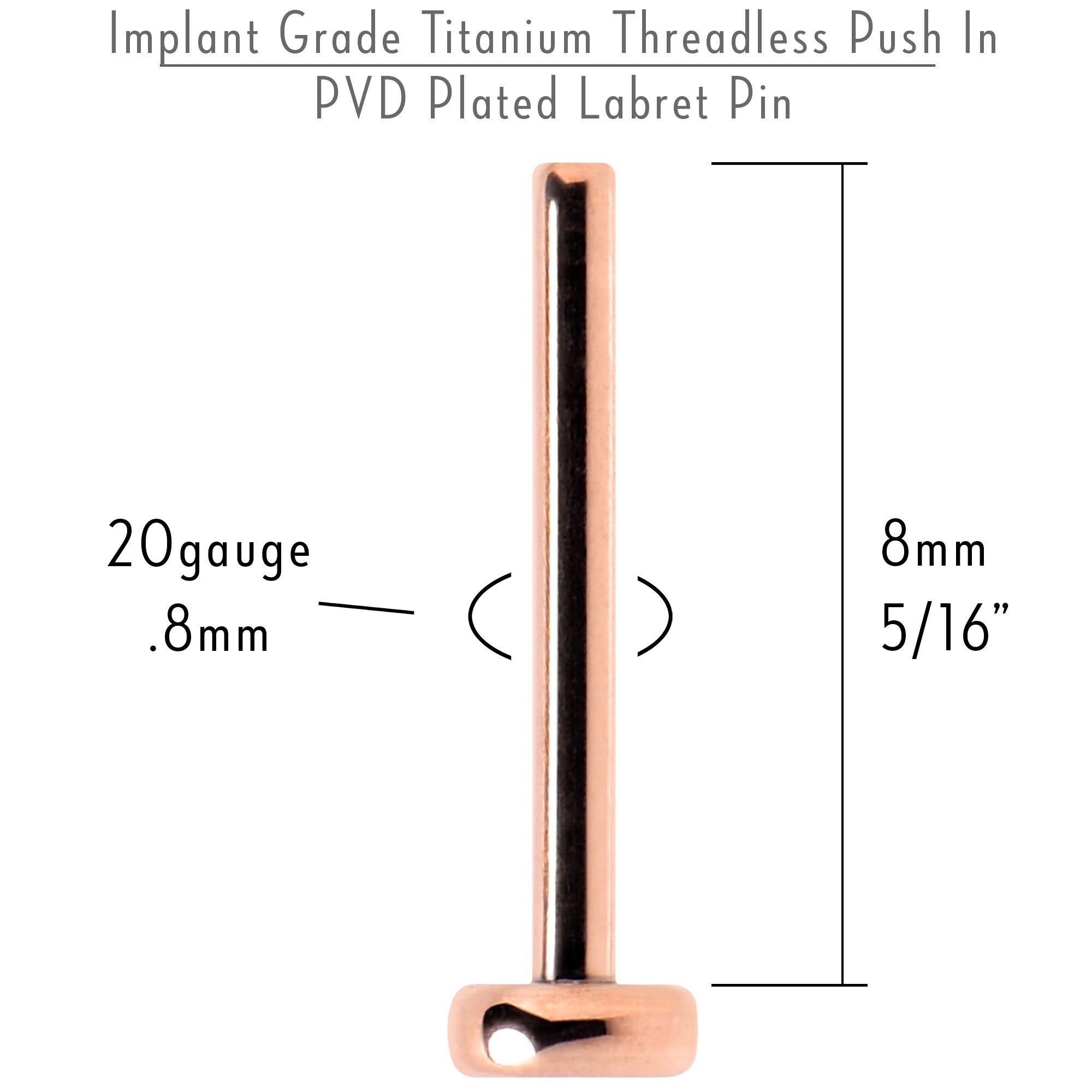 BodyCandy 20G 5/16 Rosy Hue ASTM F-136 Implant Grade Titanium Threadless Post Only Labret — lifestyle context