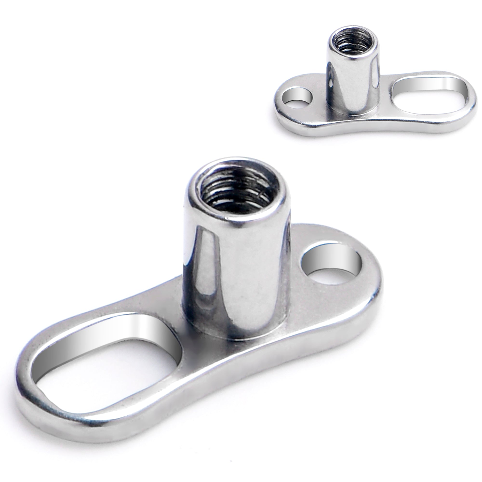 BodyCandy 14G 2.5mm Rise 2 Hole Implant Grade Titanium Dermal Anchor Base — main product shot