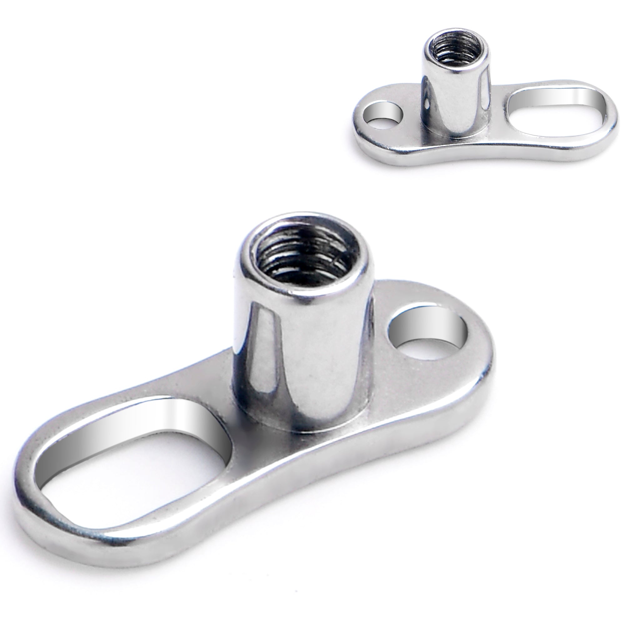 BodyCandy 14G 2mm Rise 2 Hole Implant Grade Titanium Dermal Anchor Base — main product shot