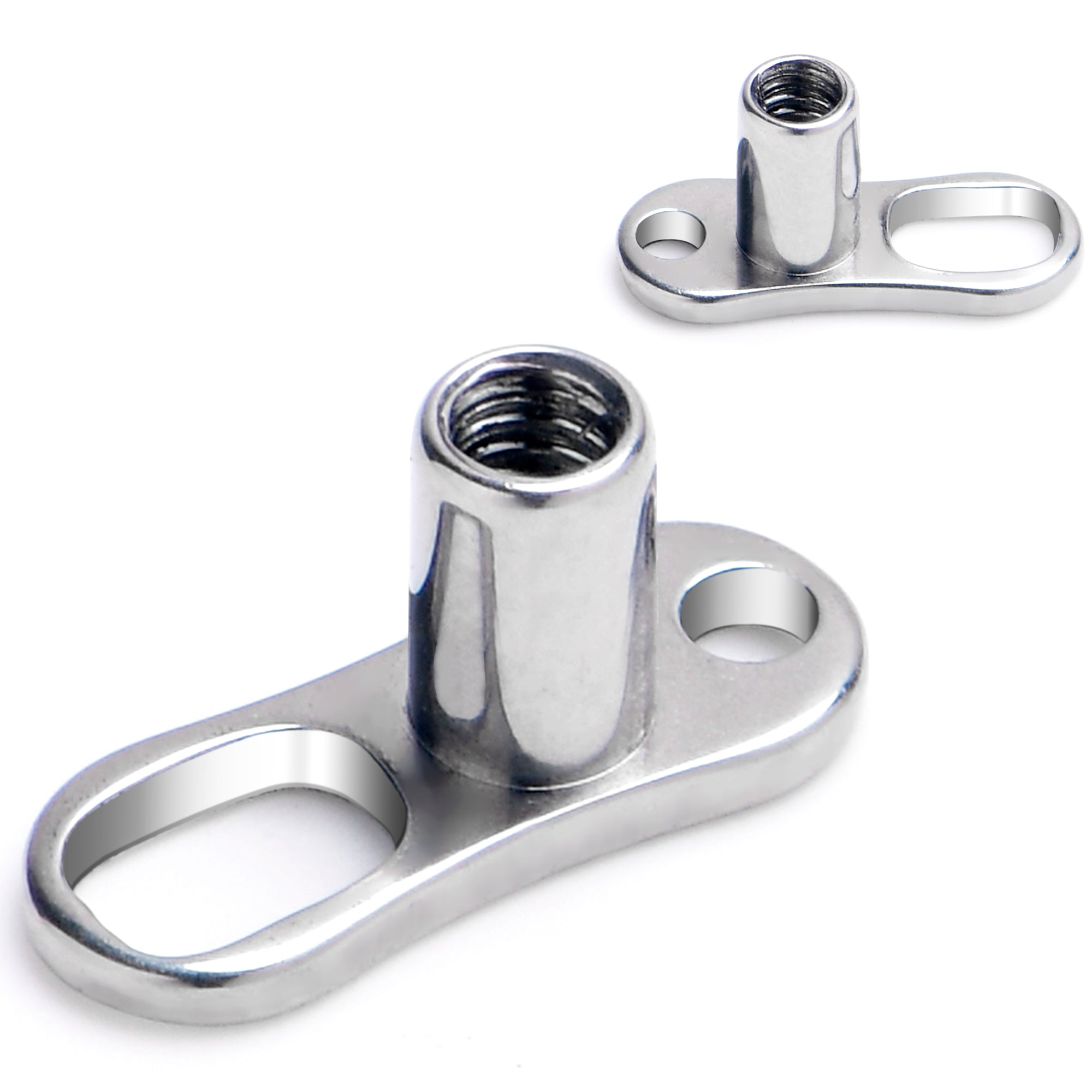 BodyCandy 14G 3mm Rise 2 Hole Implant Grade Titanium Dermal Anchor Base — main product shot