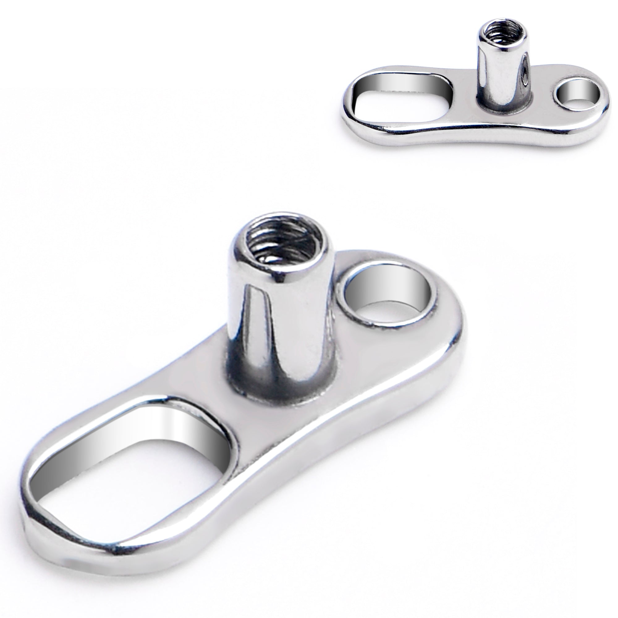 BodyCandy 16G 2mm Rise 2 Hole Implant Grade Titanium Dermal Anchor Base — main product shot