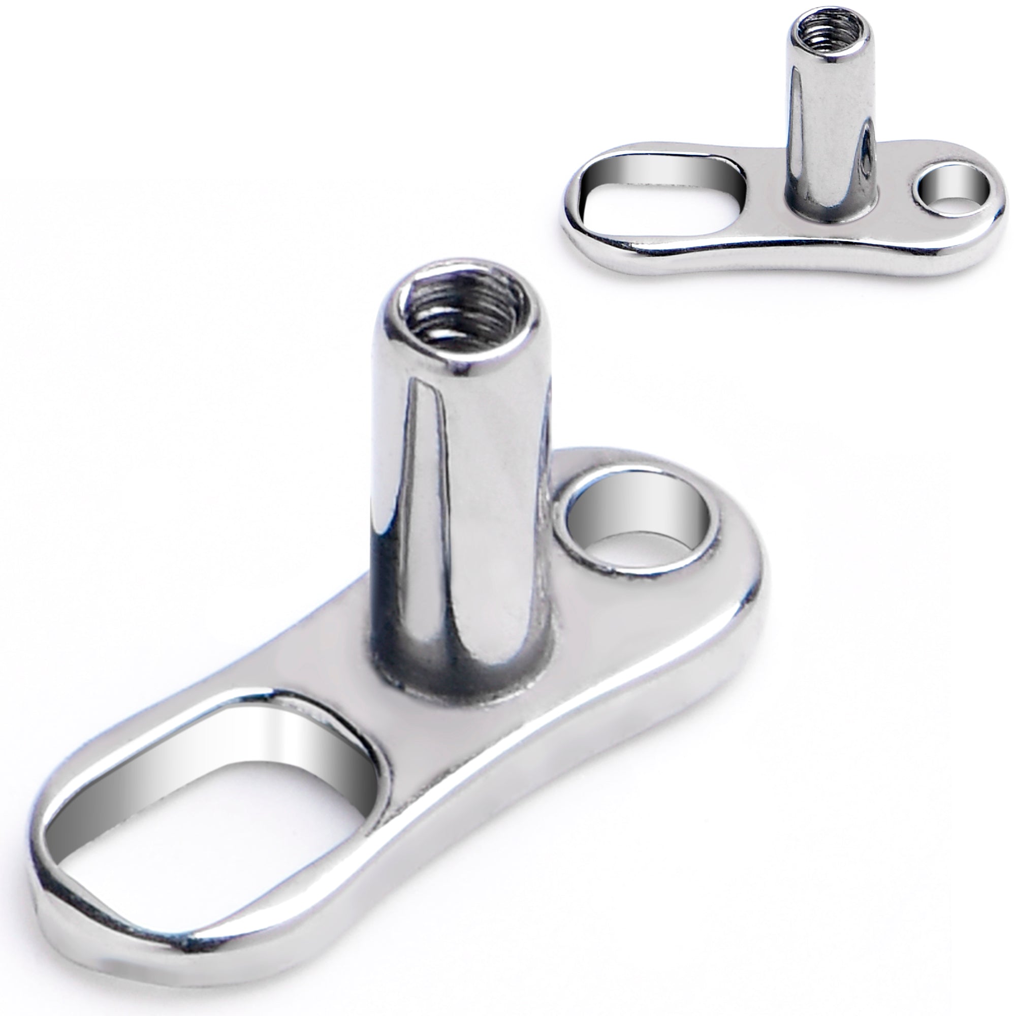 BodyCandy 16G 3mm Rise 2 Hole Implant Grade Titanium Dermal Anchor Base — main product shot