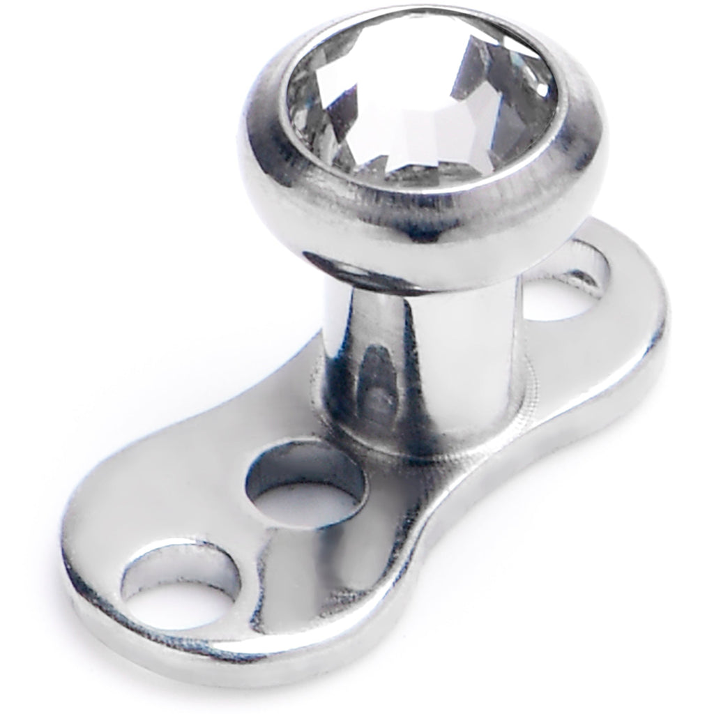 BodyCandy 14G 3mm Gem Bezel Top 3 Hole Dermal Implant Grade Titanium Anchor Base — main product shot