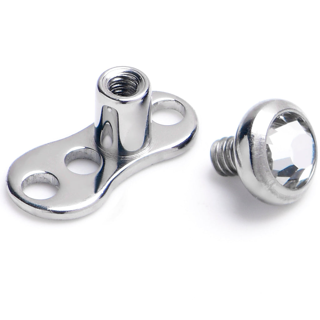 BodyCandy 14G 3mm Gem Bezel Top 3 Hole Dermal Implant Grade Titanium Anchor Base — detail close-up