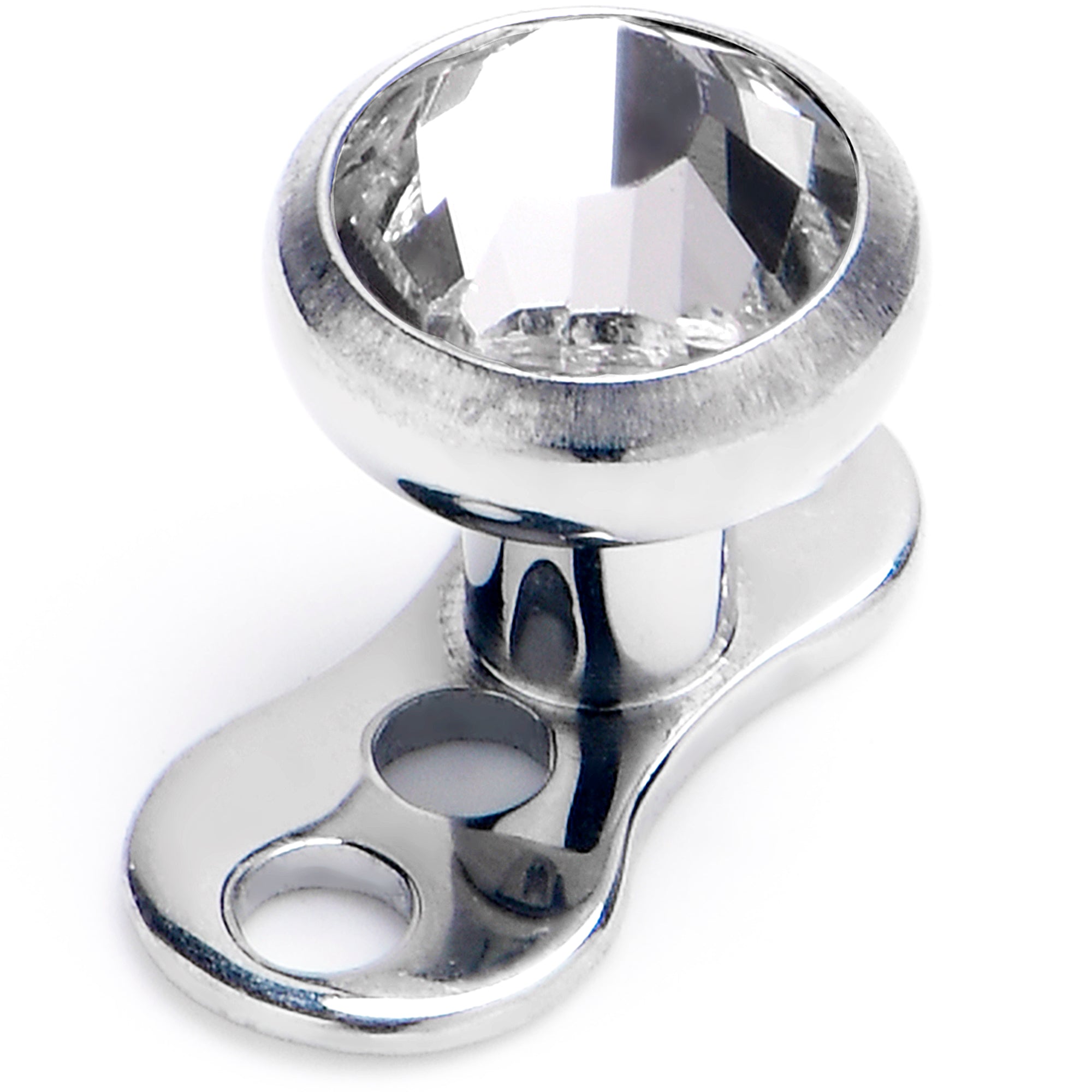 BodyCandy 14G 4mm Gem Bezel Top 3 Hole Dermal Implant Grade Titanium Anchor Base — main product shot
