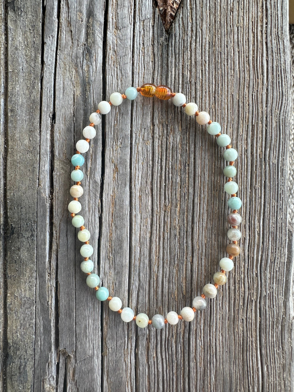 CanyonLeaf Natural Amazonite Gemstone || Beaded Necklace — detail shot 6
