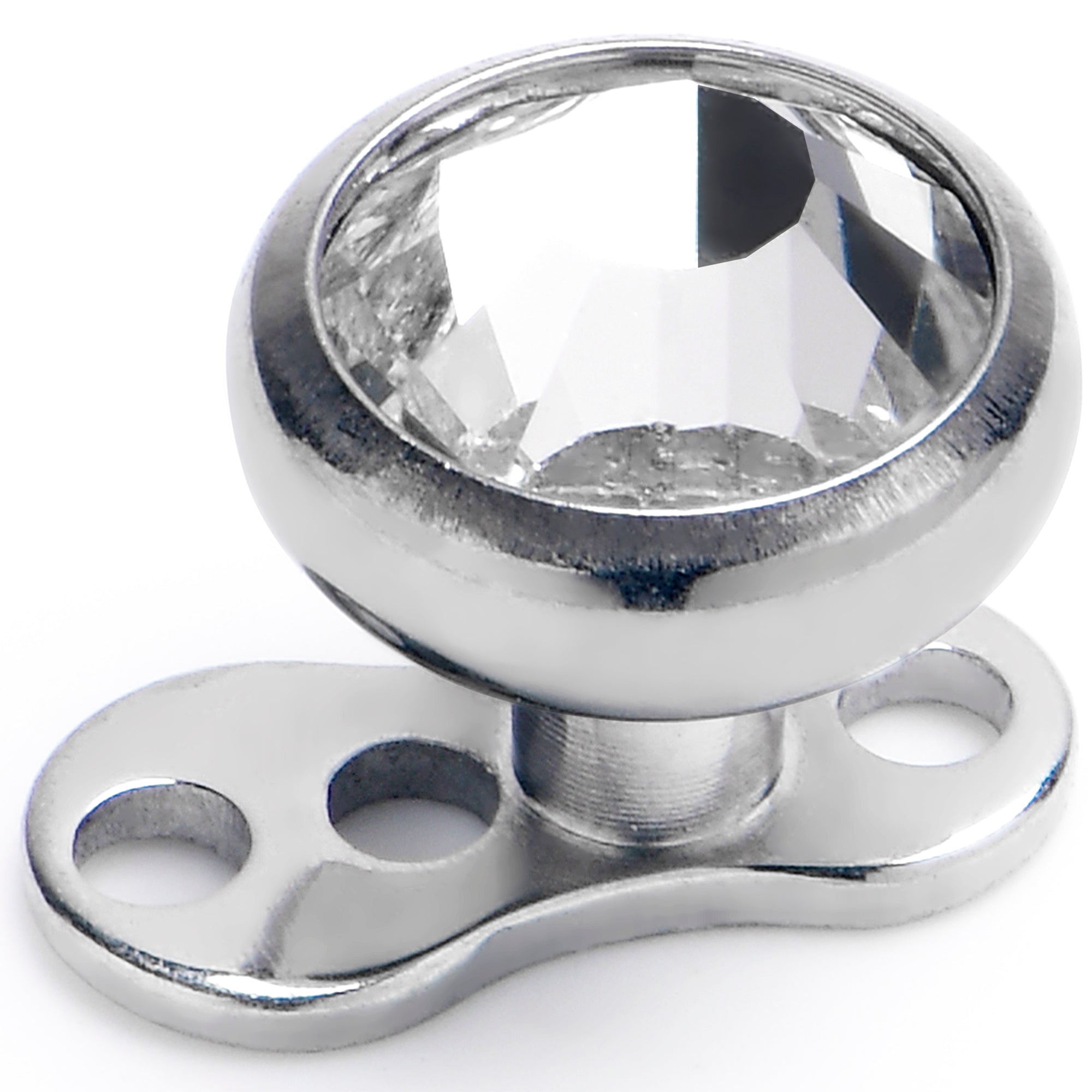 BodyCandy 14G 5mm Gem Bezel Top 3 Hole Dermal Implant Grade Titanium Anchor Base — main product shot