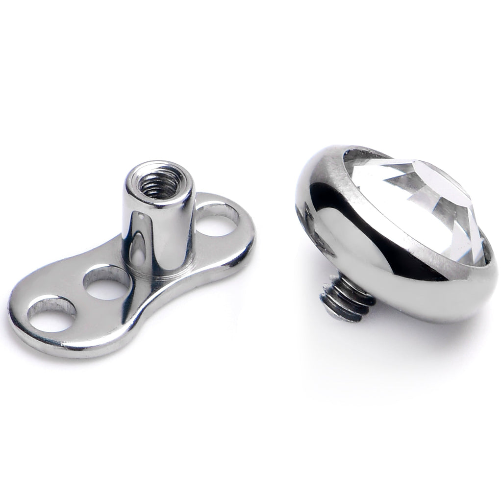 BodyCandy 14G 5mm Gem Bezel Top 3 Hole Dermal Implant Grade Titanium Anchor Base — detail close-up