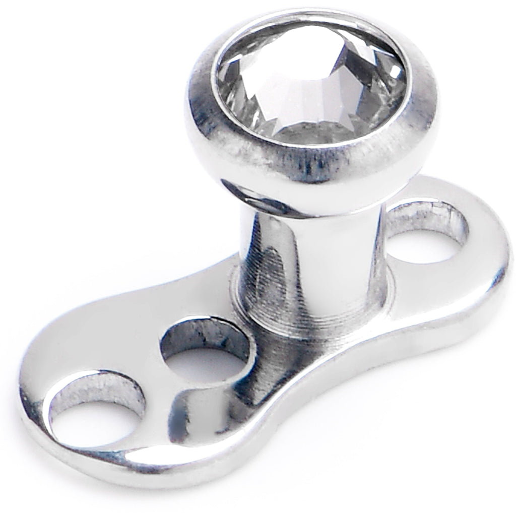 BodyCandy 16G 3mm Gem Bezel Top 3 Hole Dermal Implant Grade Titanium Anchor Base — main product shot