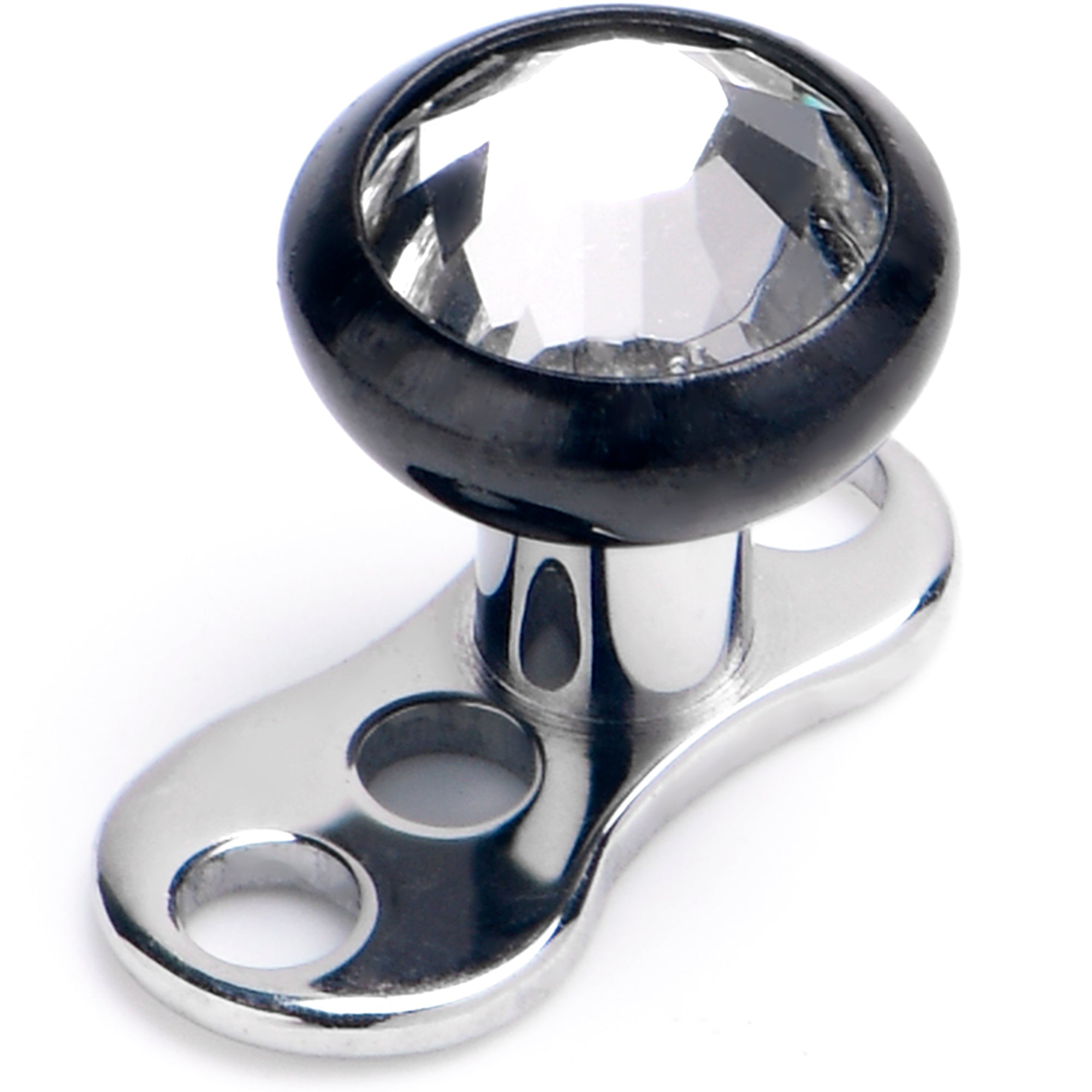 BodyCandy 16G 4mm Gem Bezel Black Top 3 Hole Dermal Implant Grade Titanium Anchor Base — main product shot