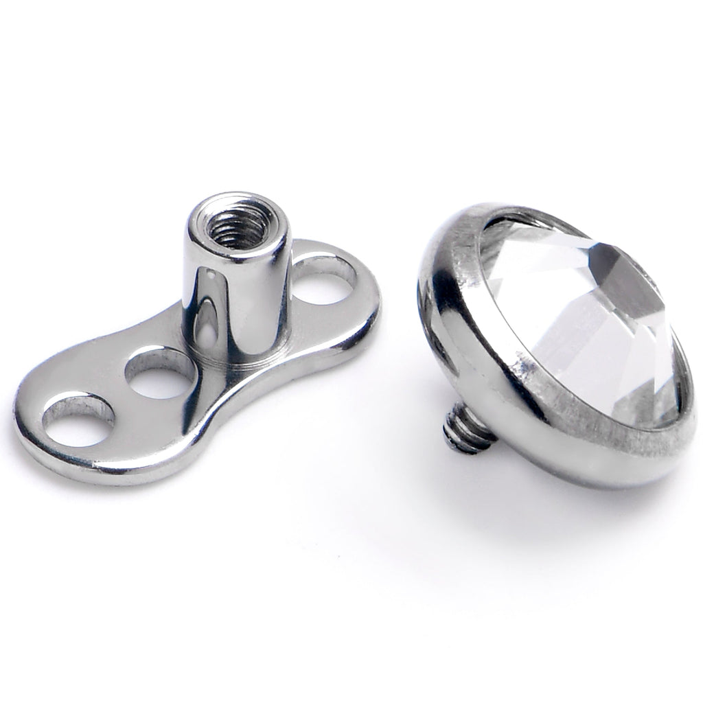 BodyCandy 16G 5mm Gem Bezel Top 3 Hole Dermal Implant Grade Titanium Anchor Base — detail close-up