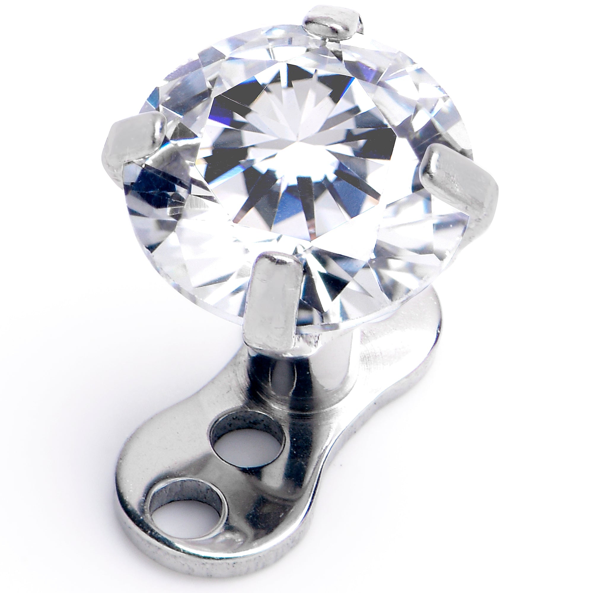 BodyCandy 16G 5mm CZ Top 3 Hole Dermal Implant Grade Titanium Anchor Base — main product shot