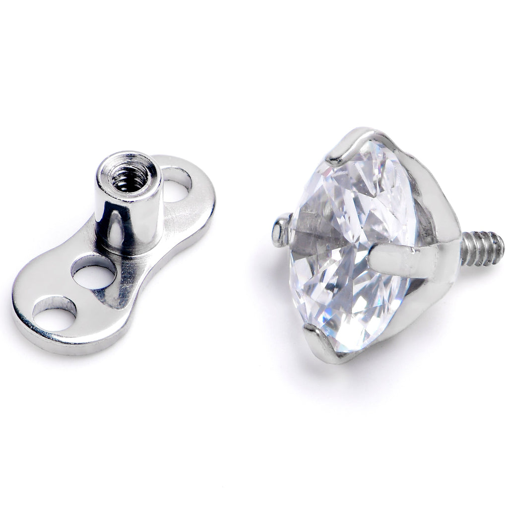 BodyCandy 16G 5mm CZ Top 3 Hole Dermal Implant Grade Titanium Anchor Base — detail close-up