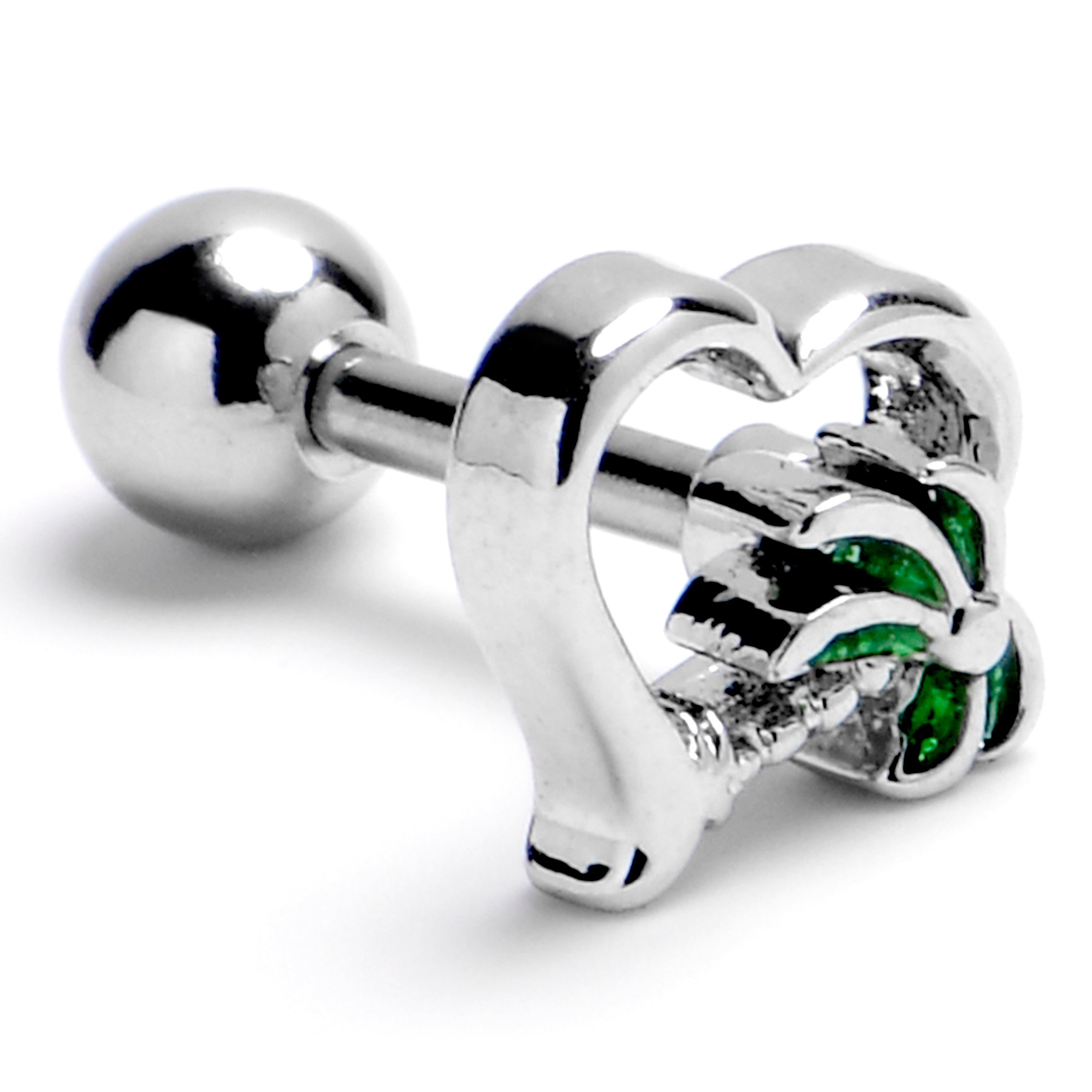 BodyCandy 16G 1/4 Palm Tree Love Heart Cartilage Tragus Earring — main product shot