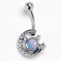 BodyCandy Blue Faux Opal Clear Gem Crescent Moon Star Heavenly Belly Ring — main product shot
