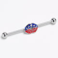 BodyCandy 14G Patriotic Kissy Lips Inlay Industrial Barbell 38mm — main product shot