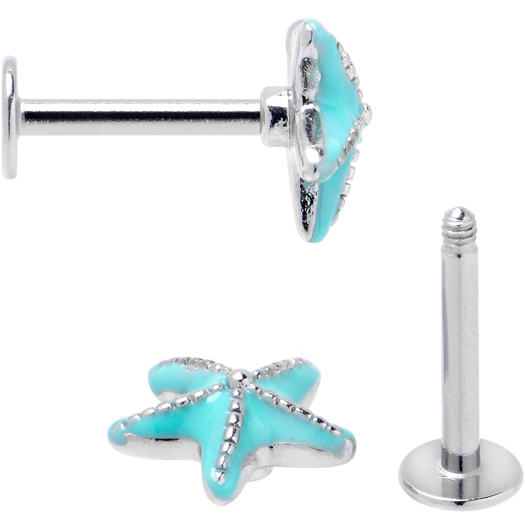 BodyCandy 16G Blue Gem Nautical Labret Segment Ring Ear Curation Set of 5 — back view