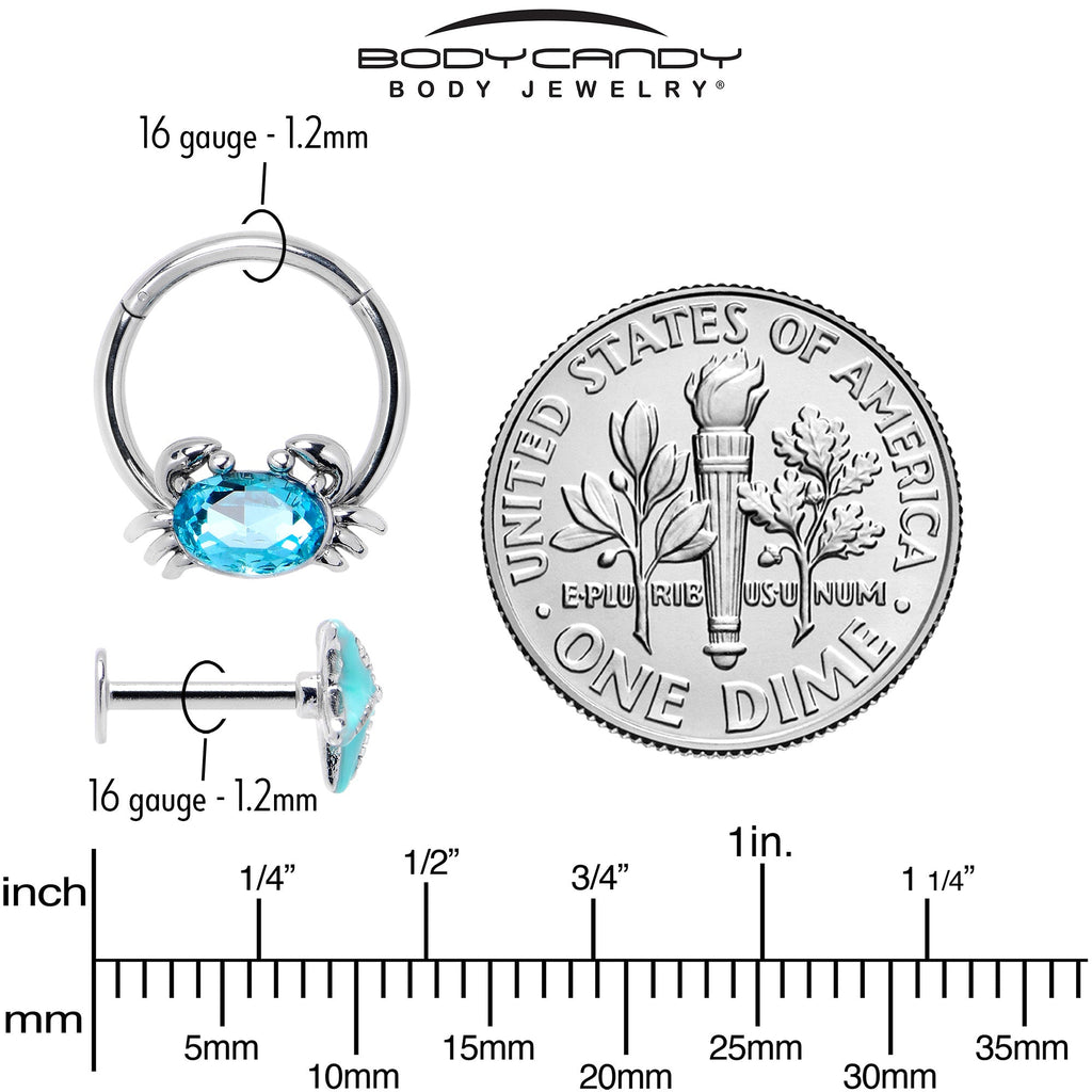 BodyCandy 16G Blue Gem Nautical Labret Segment Ring Ear Curation Set of 5 — alternative angle