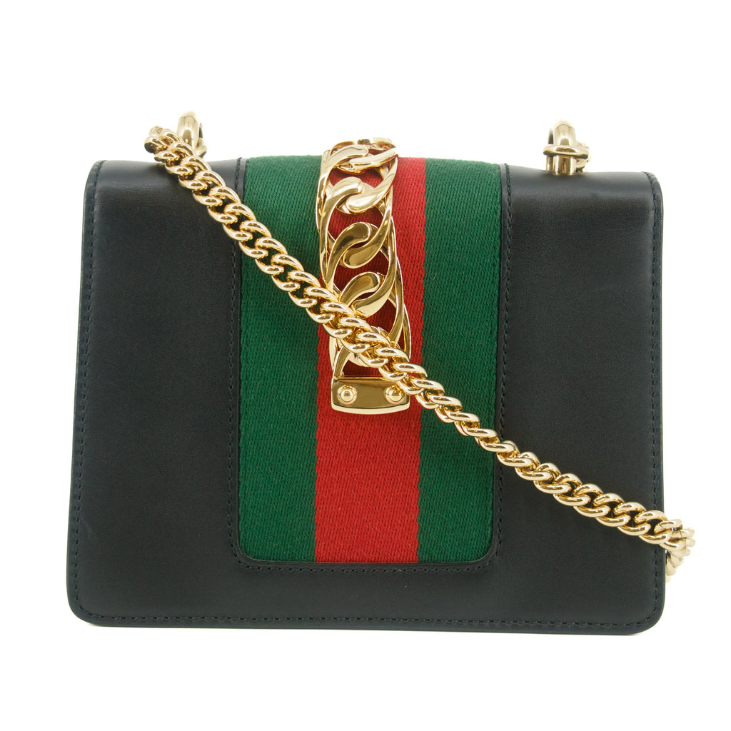 Bolt Boutique Gucci Black Sylvie  Small Chain Shoulder Bag #7691 — detail close-up