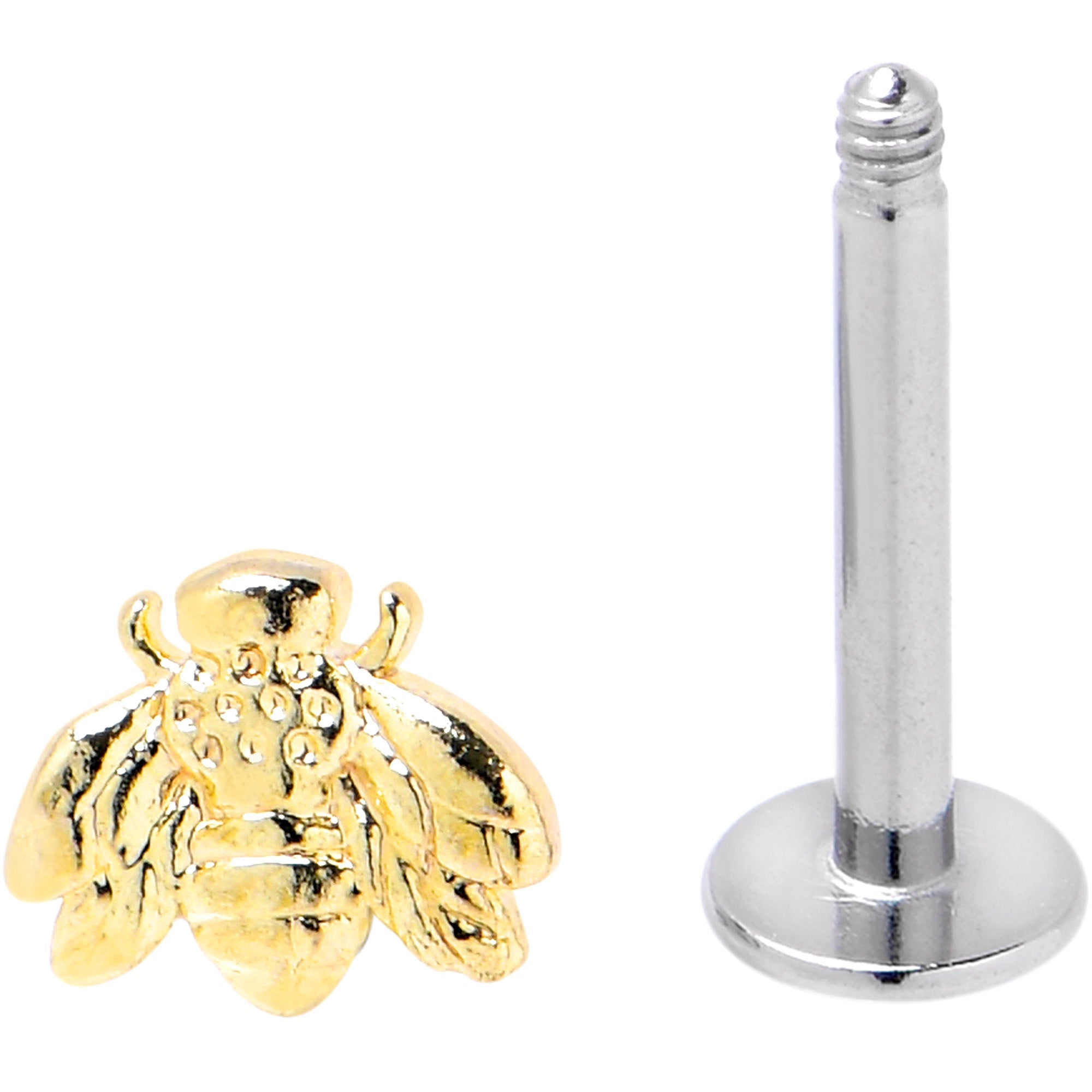 BodyCandy 16G Yellow Gem Bee Flower Labret Segment Ring Ear Curation Set of 5 — side view