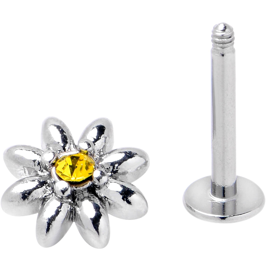 BodyCandy 16G Yellow Gem Bee Flower Labret Segment Ring Ear Curation Set of 5 — back view
