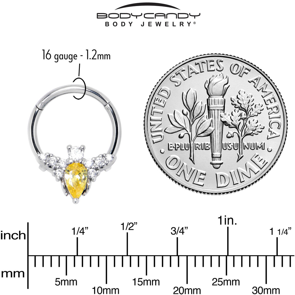 BodyCandy 16G Yellow Gem Bee Flower Labret Segment Ring Ear Curation Set of 5 — alternative angle
