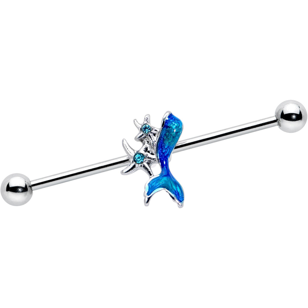 BodyCandy 14G Blue Gem Blue Mermaid Tail Star Industrial Barbell 38mm — main product shot