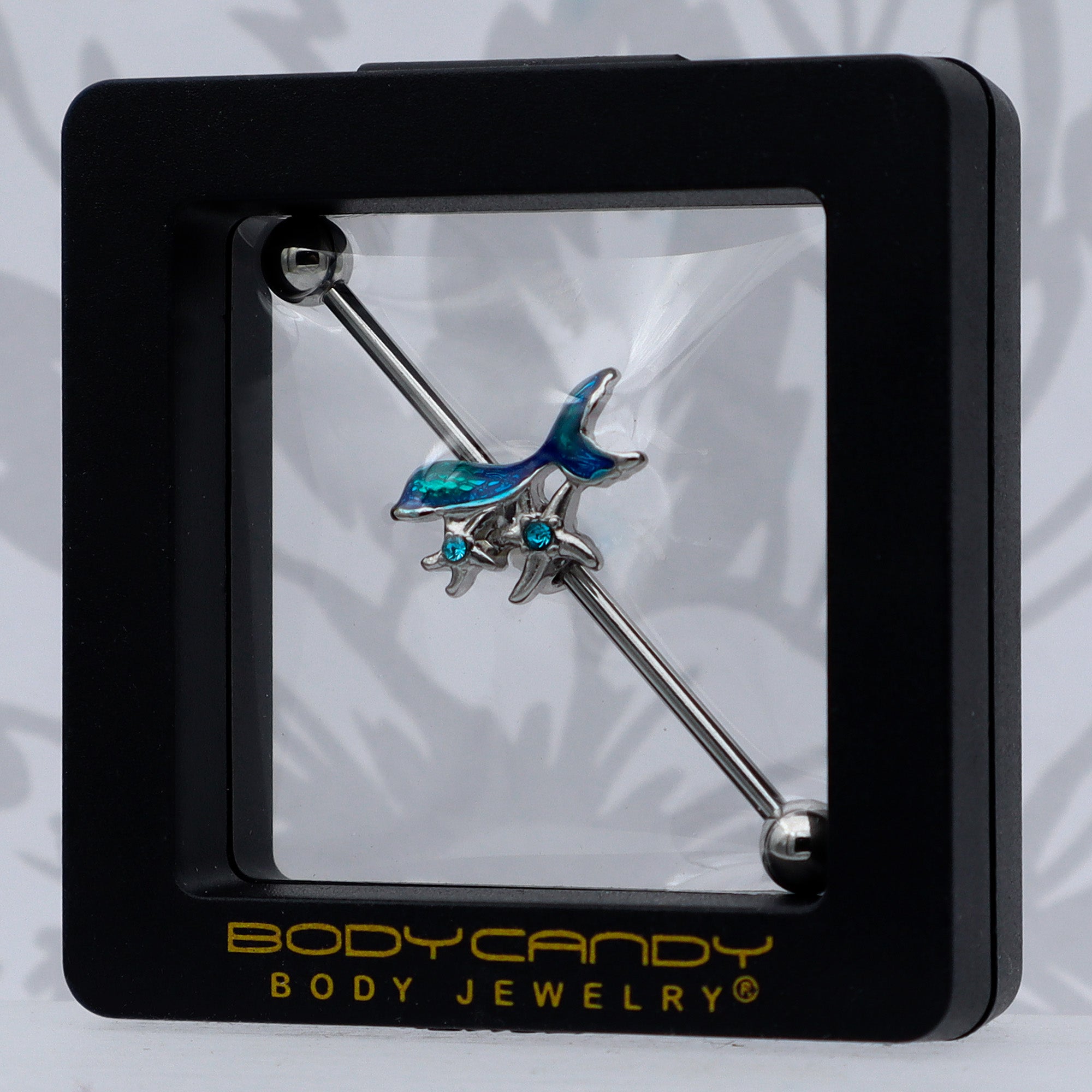 BodyCandy 14G Blue Gem Blue Mermaid Tail Star Industrial Barbell 38mm — size reference