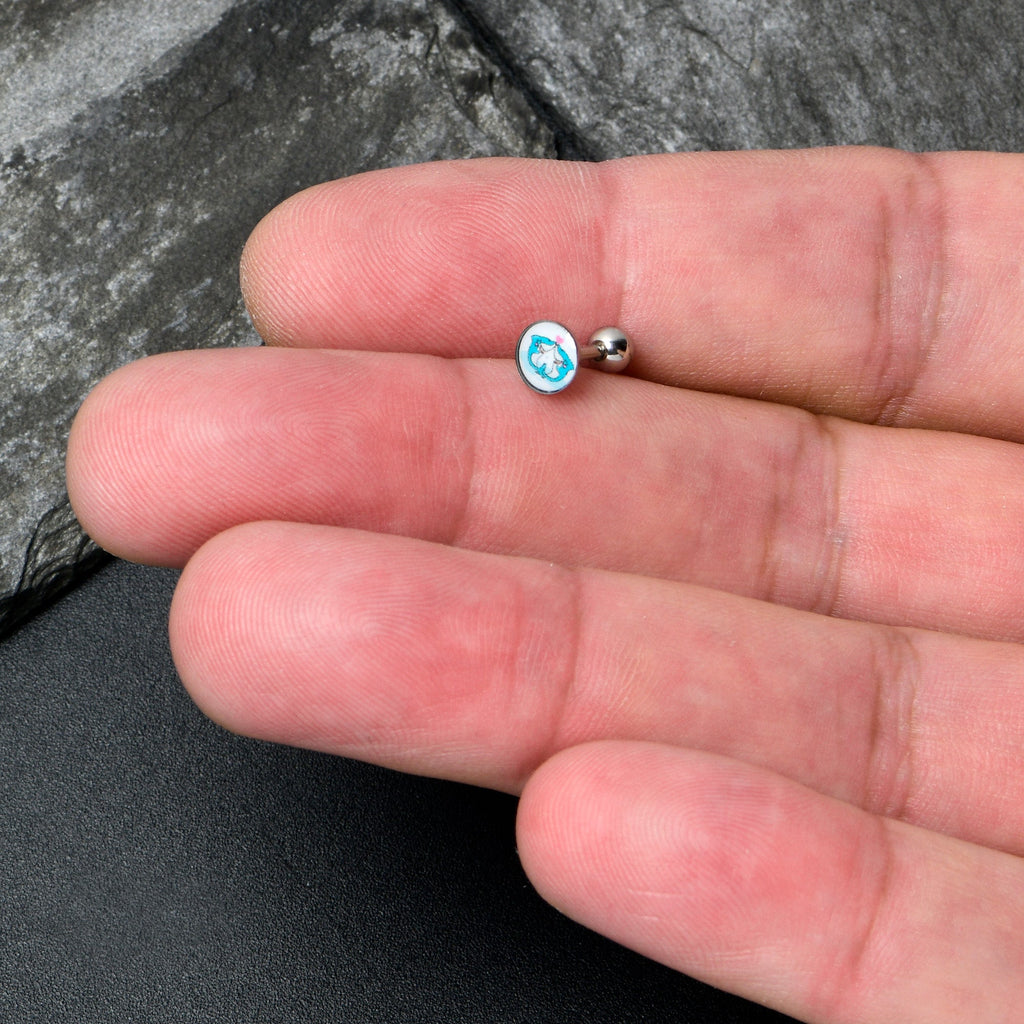 BodyCandy 16G 1/4 Loving Blue Whales Cartilage Tragus Stud — side view