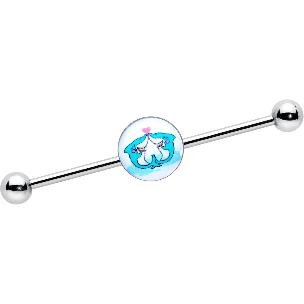BodyCandy 14G Loving Blue Whales Industrial Barbell 38mm — main product shot
