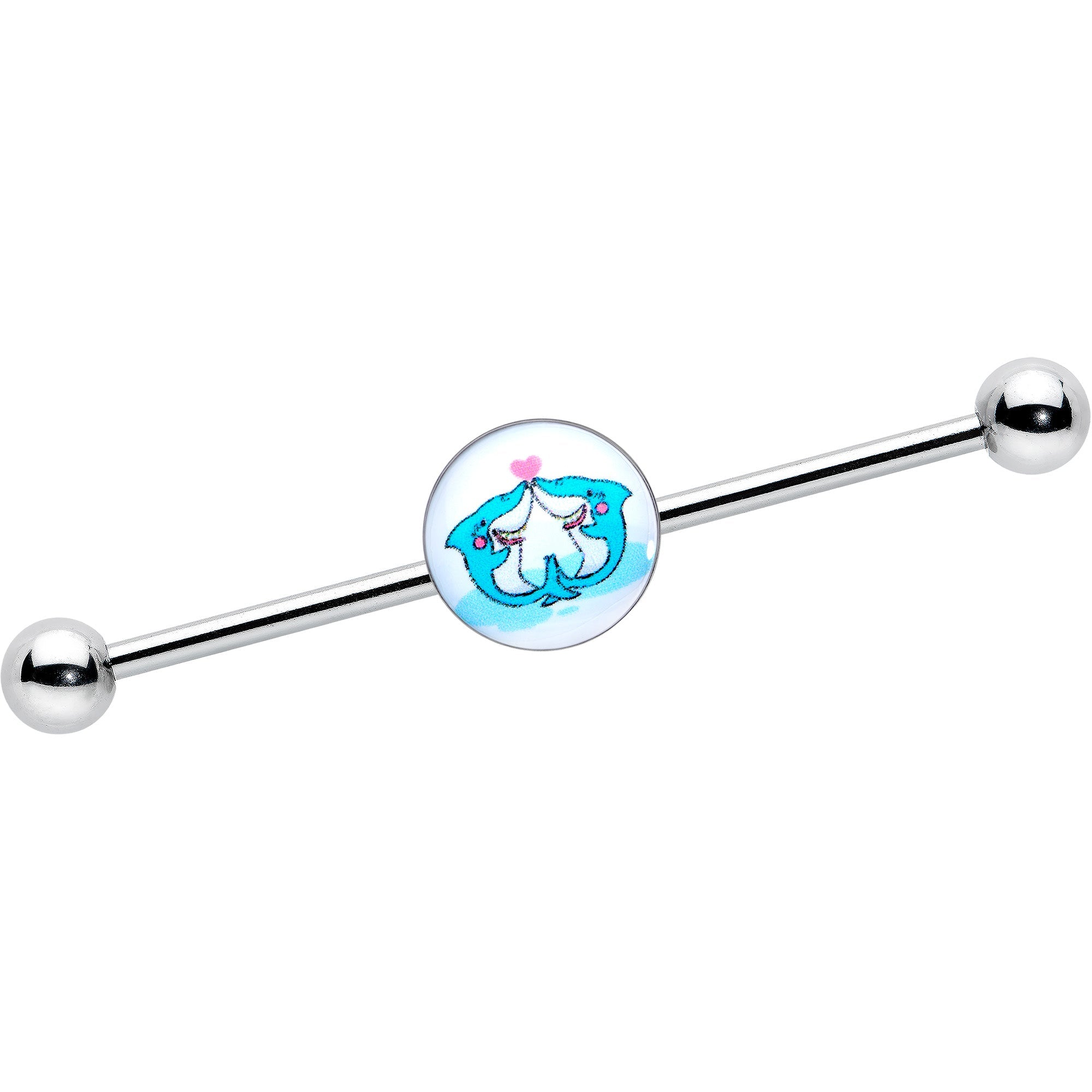BodyCandy 14G Loving Blue Whales Industrial Barbell 38mm — main product shot