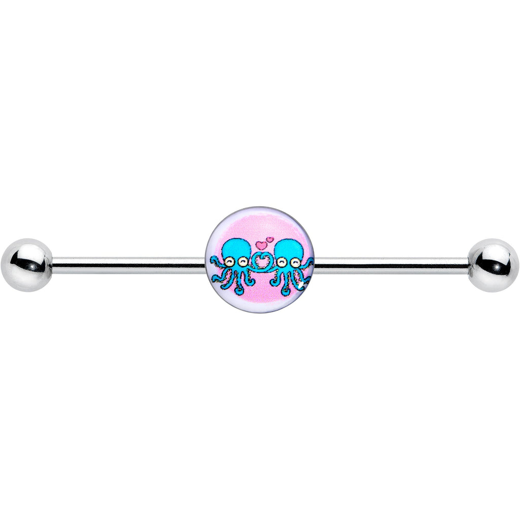 BodyCandy 14G Loving Octopus Duo Industrial Barbell 38mm — detail close-up