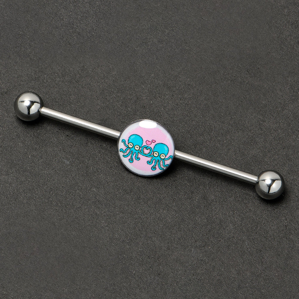 BodyCandy 14G Loving Octopus Duo Industrial Barbell 38mm — back view