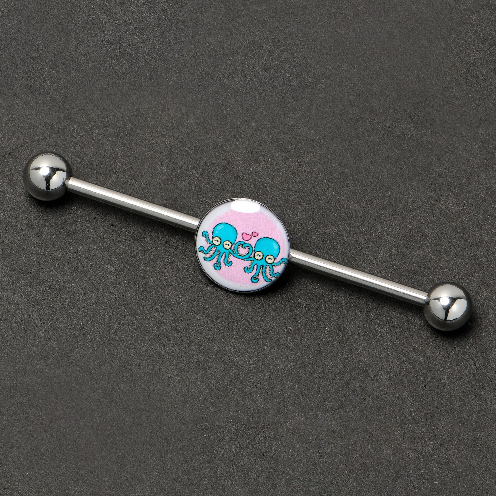 BodyCandy 14G Loving Octopus Duo Industrial Barbell 38mm — back view