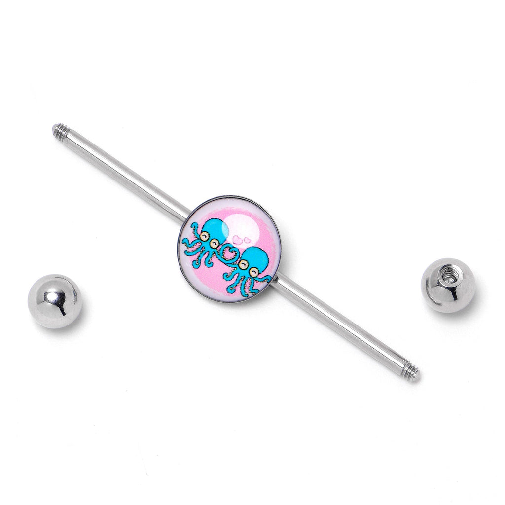BodyCandy 14G Loving Octopus Duo Industrial Barbell 38mm — alternative angle