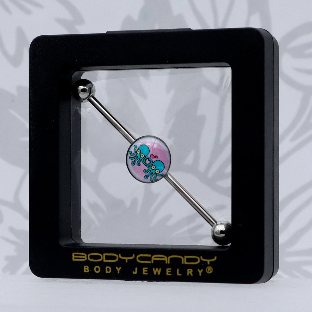 BodyCandy 14G Loving Octopus Duo Industrial Barbell 38mm — size reference