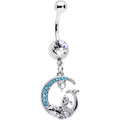 BodyCandy Clear Blue Gem Mermaid Whale Rider Moon Dangle Belly Ring — main product shot