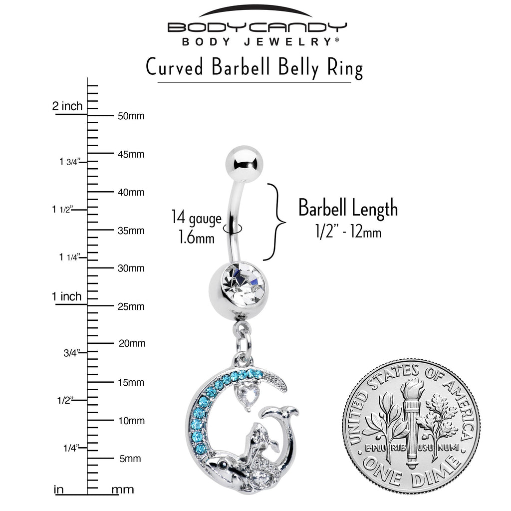 BodyCandy Clear Blue Gem Mermaid Whale Rider Moon Dangle Belly Ring — lifestyle context