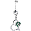 BodyCandy Clear Gem Palm Tree Love Heart Dangle Belly Ring — main product shot