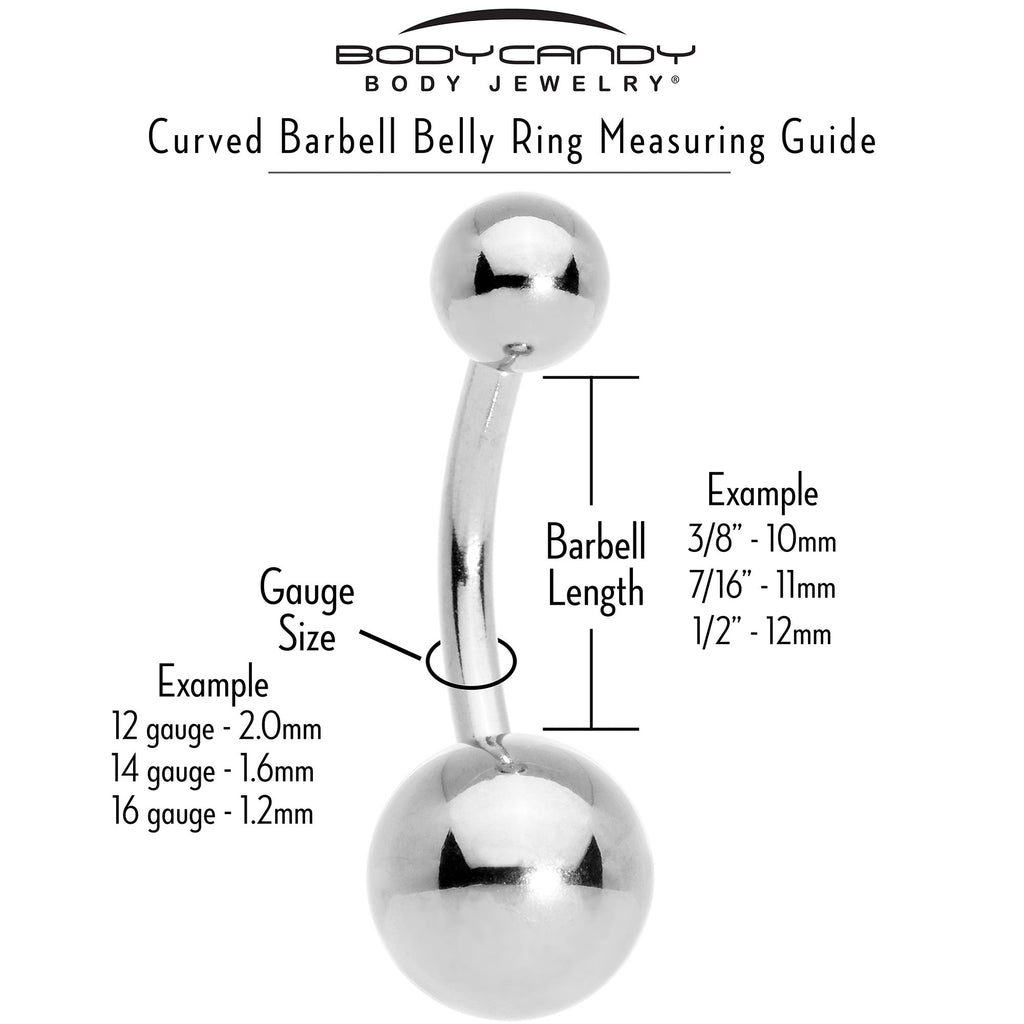 BodyCandy Clear Gem Palm Tree Love Heart Dangle Belly Ring — size reference
