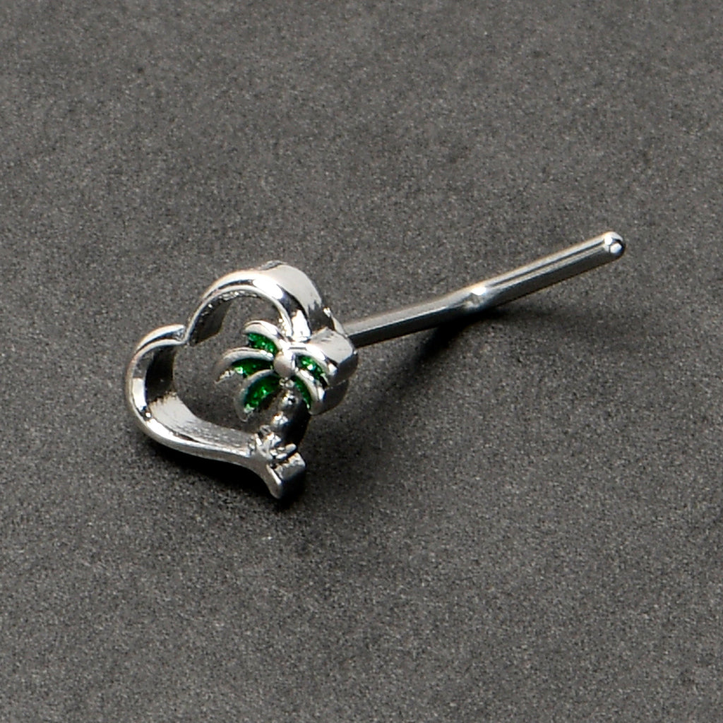 BodyCandy 20G 1/4 Palm Tree Love Heart L Shape Nose Ring — alternative angle