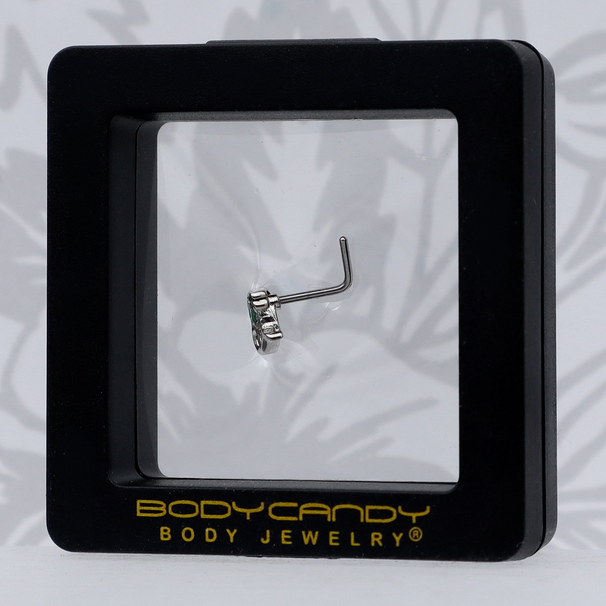 BodyCandy 20G 1/4 Palm Tree Love Heart L Shape Nose Ring — size reference