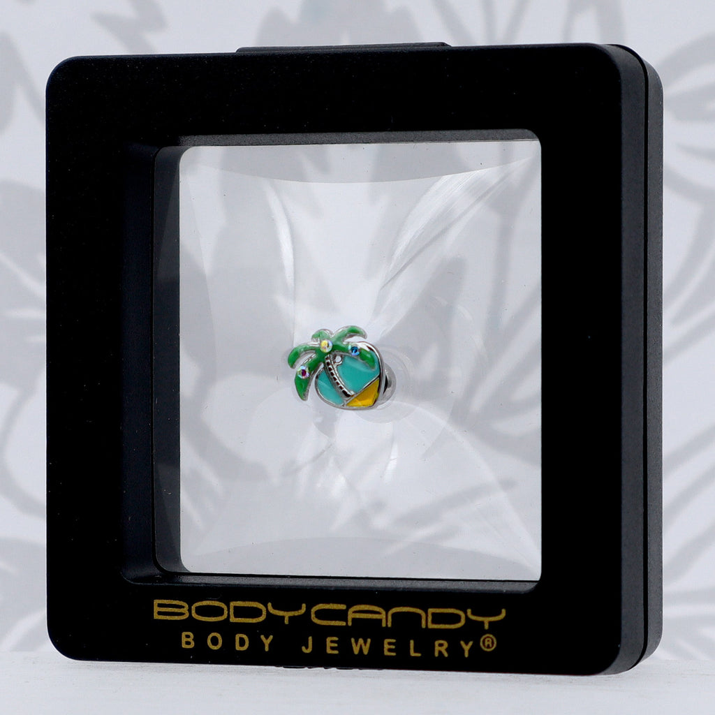 BodyCandy 16G 1/4 Aurora Gem Beach Heart Palm Tree Cartilage Tragus Earring — size reference