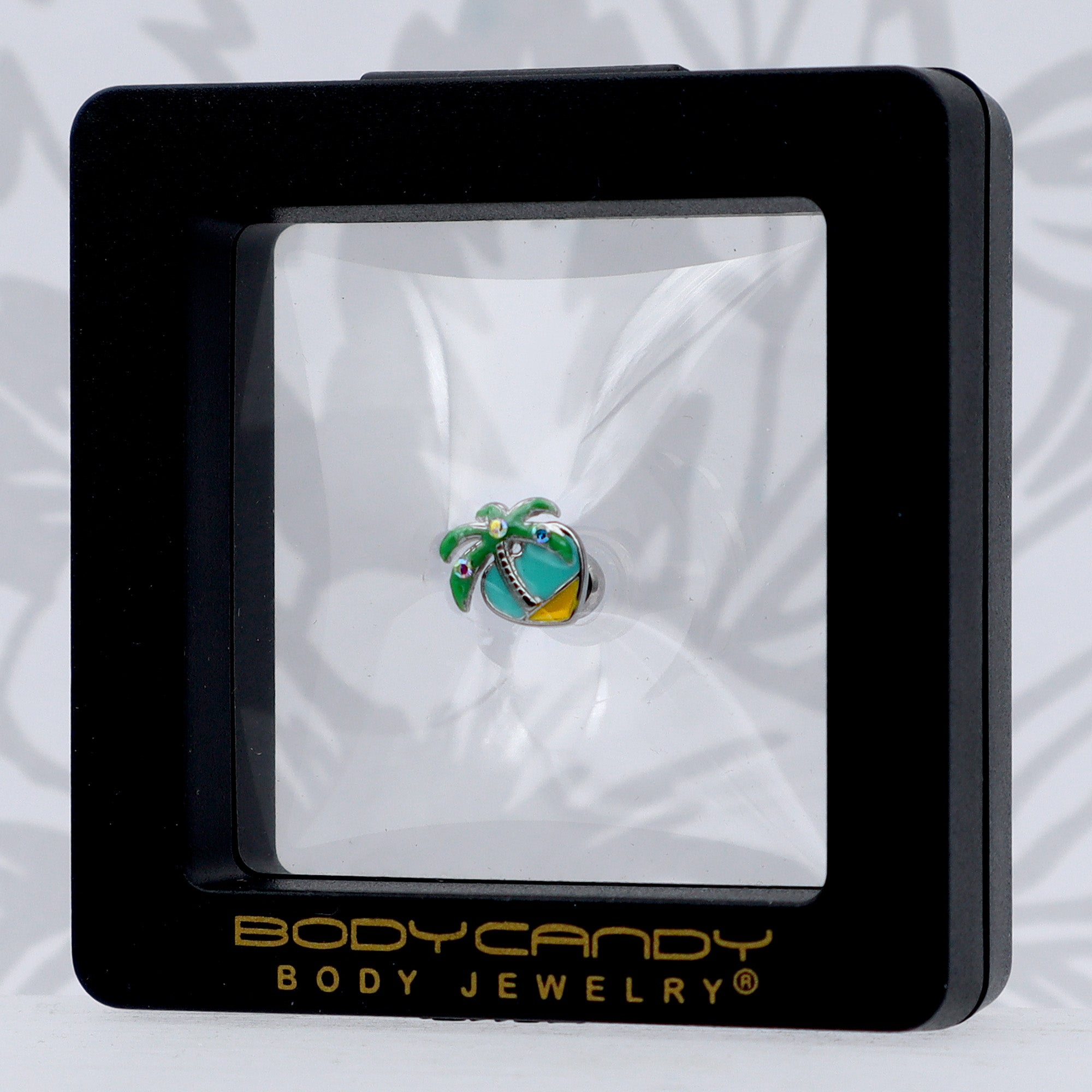 BodyCandy 16G 1/4 Aurora Gem Beach Heart Palm Tree Cartilage Tragus Earring — size reference